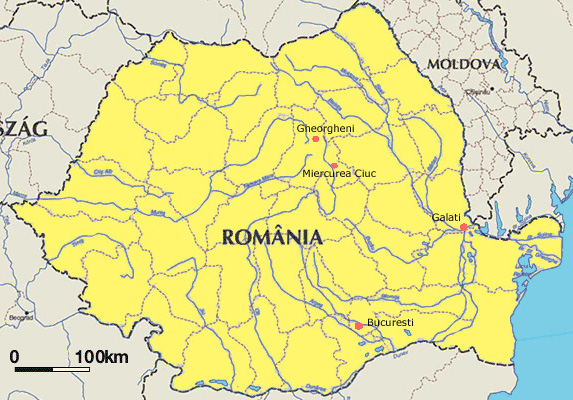 map of romanian cities. the #39;hockey cities but the